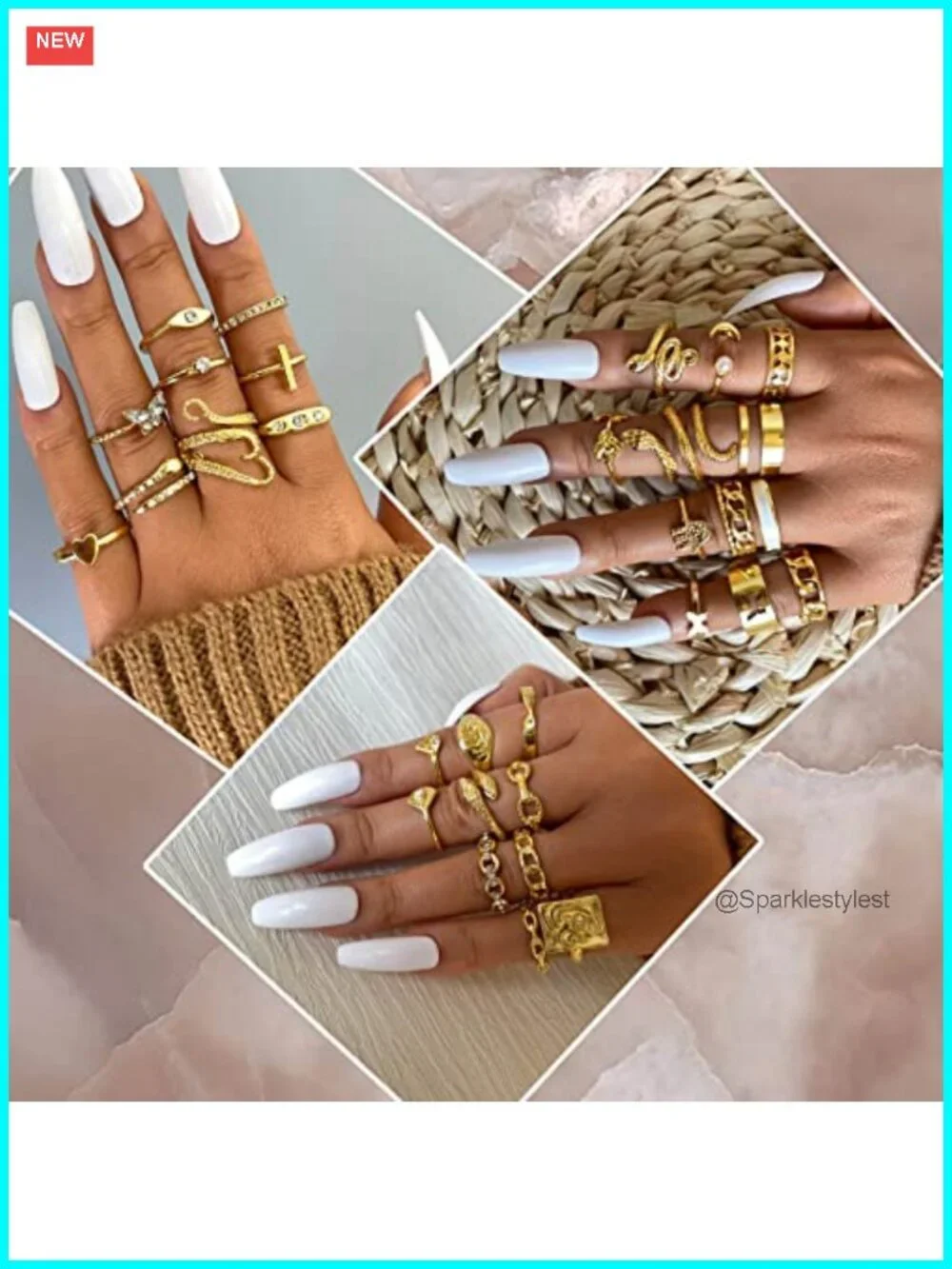 60 Pc Gold Plated Stacking Rings Set Vintage Knuckle Midi Thin Finger